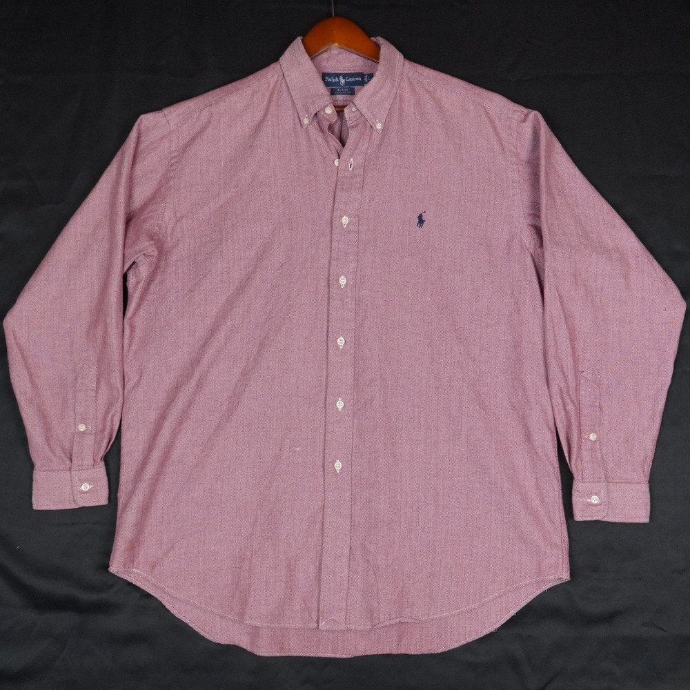 Ralph Lauren Blake Shirt Mens Large Red Herringbone Button Down Cotton